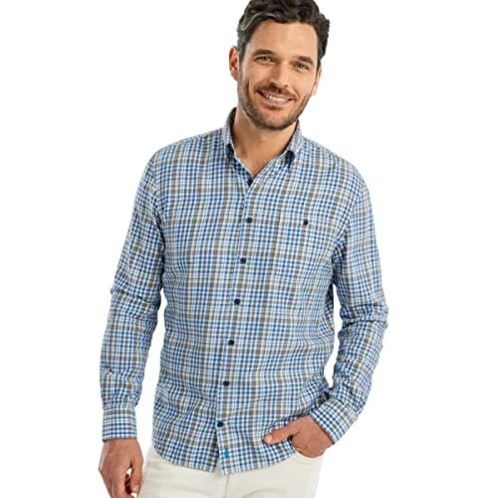 johnnie-O Blue and White Checkered Men's Shirt